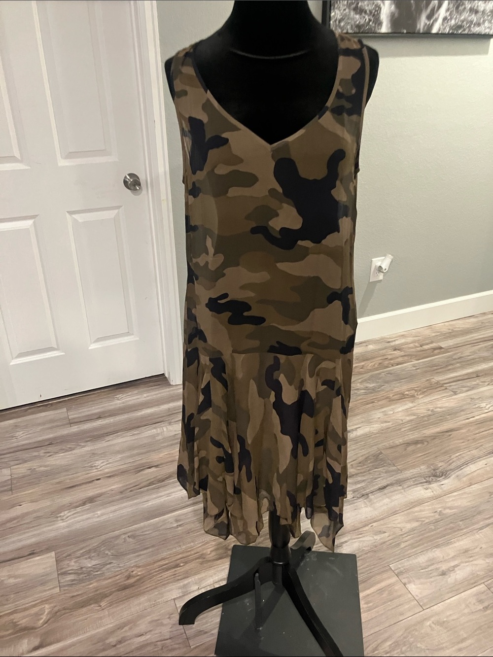 Polo by Ralph Lauren Olive and Black Camo Midi Dress
